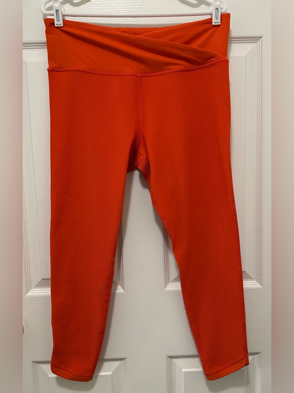 Athleta Elation Crossover Ribbed 7/8 Leggings Orange Size XL
